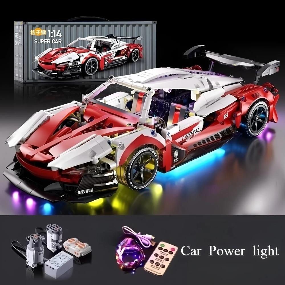 Racing building block toys, racing model building blocks 1:14 DIY sports car building block puzzles, children's gifts
