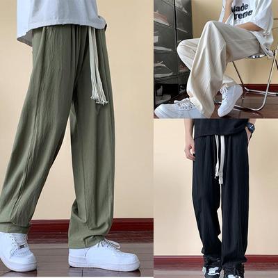 Pantalon de yoga décontracté d'été en coton et lin pour homme, ample, avec cordon de serrage, vêtements pour hommes, pantalons de sport pour hommes