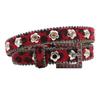 Luxury 2.3cm Leopard Print Leather Belt with Floral Eyelets & Rhinestones, No Punching Needed, Pin Buckle, Fully Diamond-Encrusted.