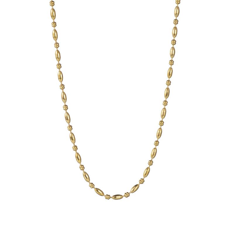 

Простое и персонализированное универсальное ожерелье из нержавеющей стали с геометрической овальной цепочкой на ключице, вышитой рисовыми зернами