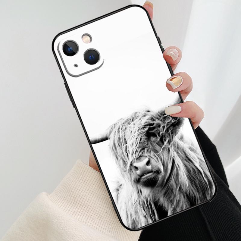 Cute Highland Cow Phone Case For iPhone 17 Pro Max 14 13 12 11 15 16 Pro Max mini 15 16 Plus 16e 17 Air Cover