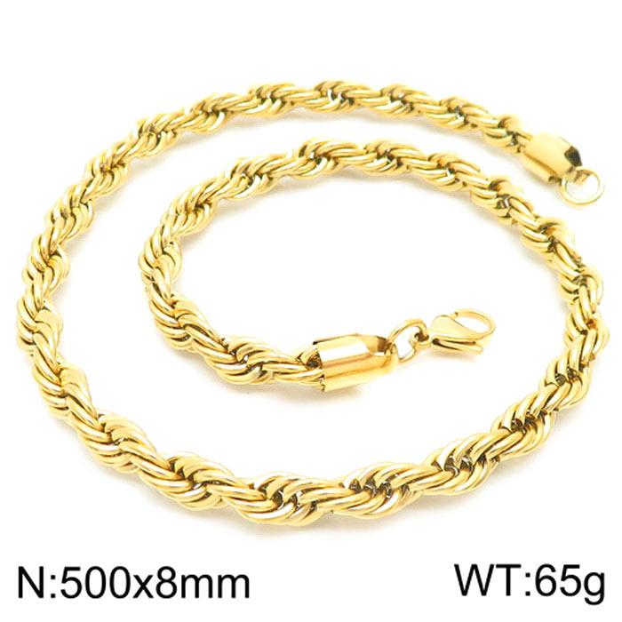 Spot Multi-Size Stainless Steel Twisted Rope Chain Necklace for Couples - Unisex Titanium Steel Design