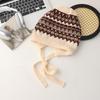 Plush Knitted Wool Hat with Ear Protection - Warm Autumn/Winter Cycling Cap for Large Head Circumference