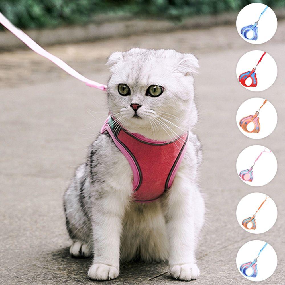 Anti-leak Dog Leash Adjustable Vest Harness Soft Cat Collar Cat Harness Pets Vest Cat Accessories