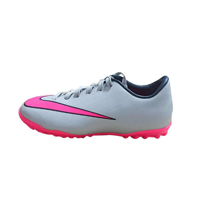 

Nike Slip Resistant Abrasion Resistant Low top Kids Soccer Shoes Gray Pink Children Aged 3 7 Years Old 651641-060 28