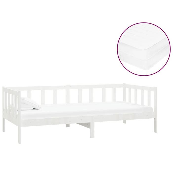 Maison Exclusive - Lit de repos avec matelas 90x200 cm Blanc Bois de pin massif