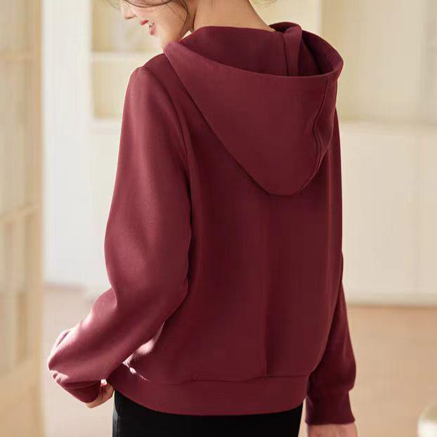 Damen Casual Kapuzensweatshirt - Herbst 2025 Kollektion, Lockere Passform, Vielseitiges Langarm-Oberteil für Mittelalte