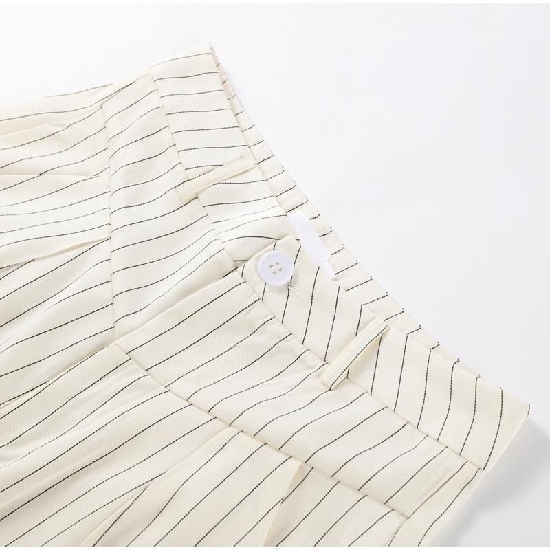 Fashion Women's Stripe Vest Trouser Suits Sleeveless Turn-Down Collar Lady Set 2025 Spring Summer Casual 2 Pieces Set Women