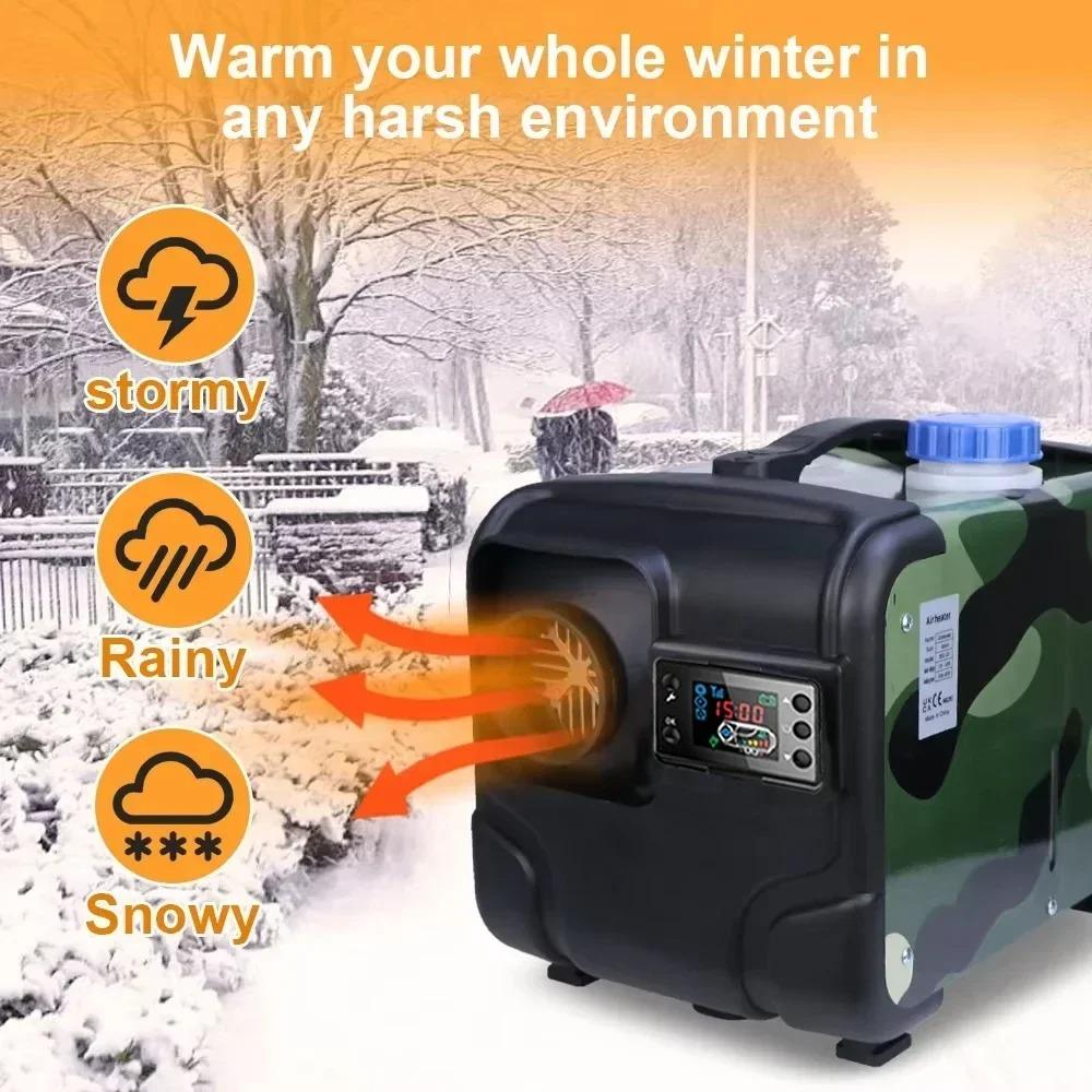 5KW Diesel Parking Heater 12V24V220V Multi Voltage Aluminum Housing Defrosting LCD Display Wireless Remote For RV Bus Snow Area