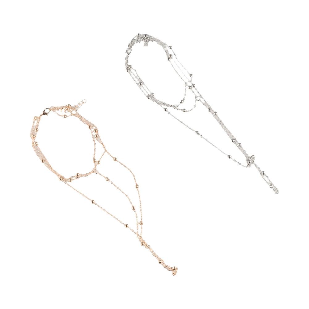 Multilayer Mesh Tassel Toe Anklet Beads Foot Jewelry Sexy Court Style Anklet Bracelet  Wedding