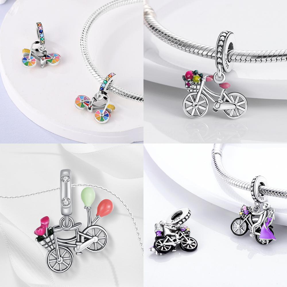 Cycling Sweater Iron Tower Heart Charms Beads Original Copper Fit Bracelet Women Jewelry Making Diy Accessories Gift