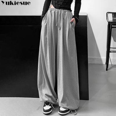 Gray Joggers Sweatpants Women Cargo Pants Cotton Korean Y2K Summer Harajuku High Waist Black Women's Pants Wide Leg Trousers