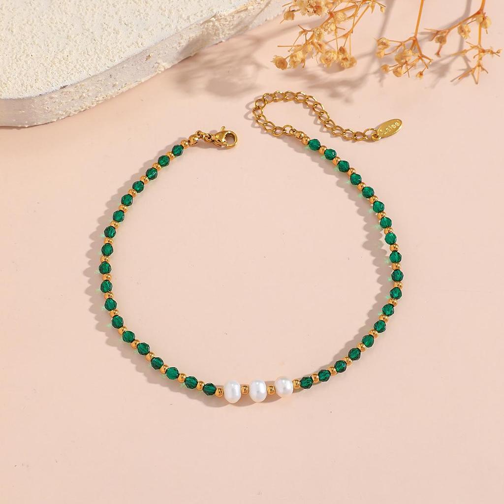 Handmade Ins Style Beaded Freshwater Pearl & Baroque Pearl Anklet Bracelet Set - Colorfast Jewelry for Women