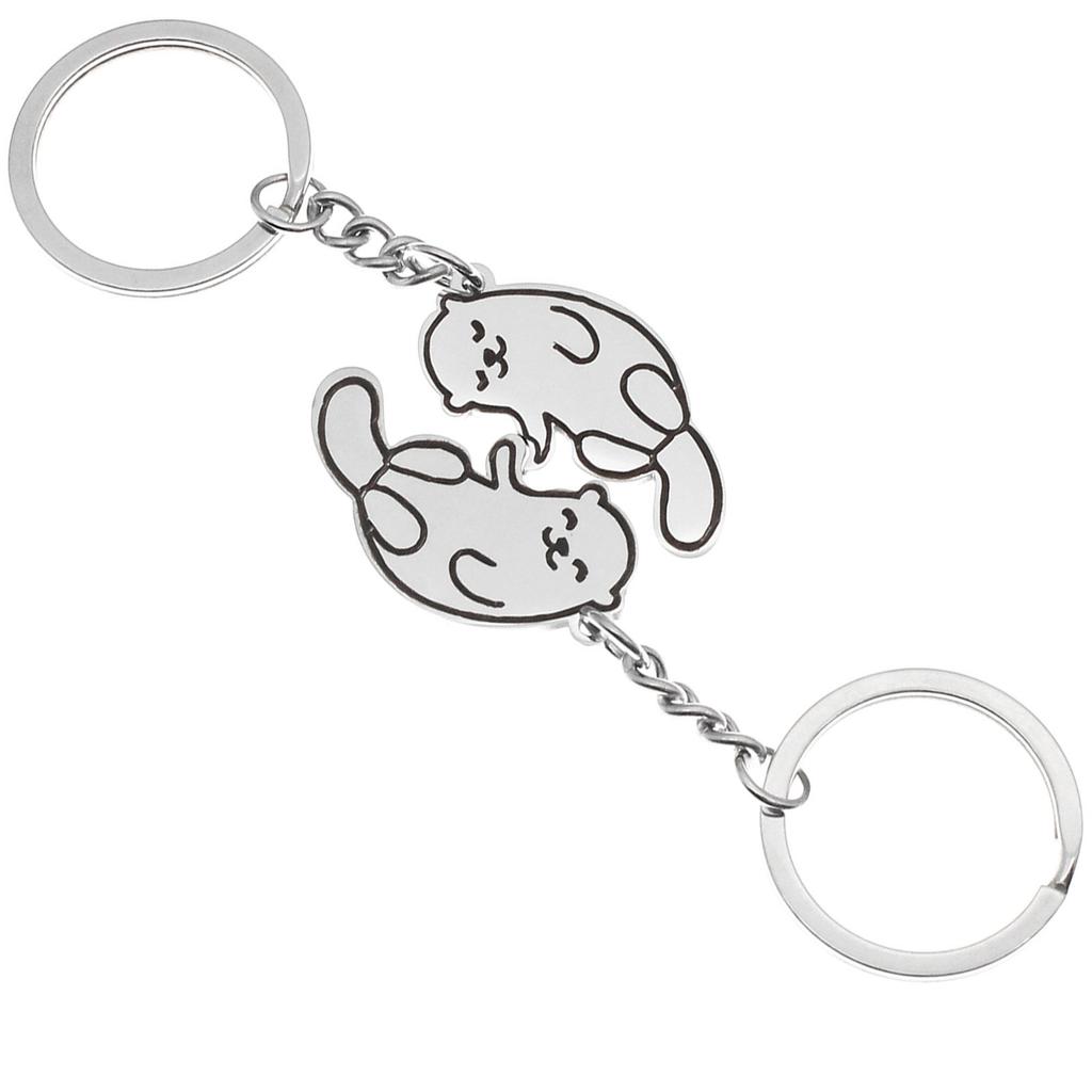 Set of 2 Matching Keychain Animal Key Rings Stylish Couple Key Chain Stainless Steel Keyring Decorations for Lovers