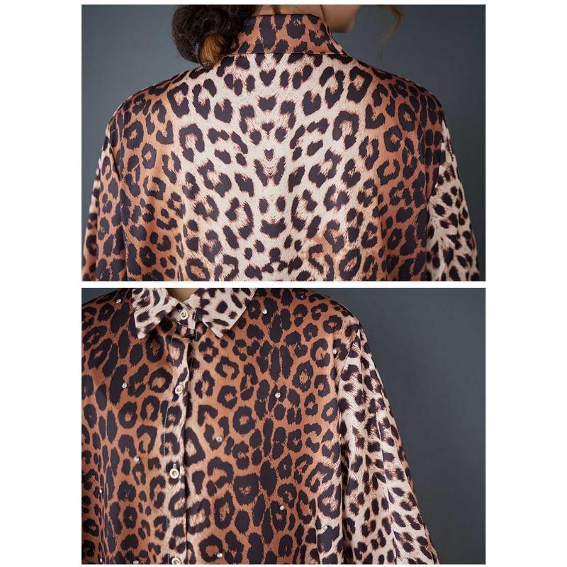 Loose Literary Big Size Fashion Leopard Print Mid-length Temperament Casual Dresses