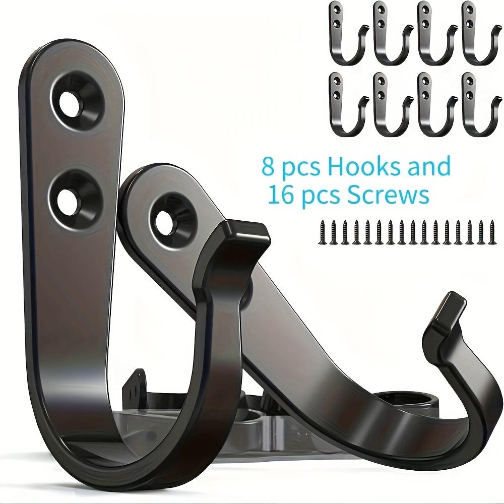 8 Heavy-Duty Iron Hangers with Free Installation Screws, Rust Proof Black Metal Wall Mounted Hangers Are Essential for DIY