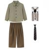 Toddler Boys Suspenders Pants Set Striped Button Down Shirt and Bow Tie Kids Formal Party Outfit Cute Wedding Guest Costume for 1-12Y