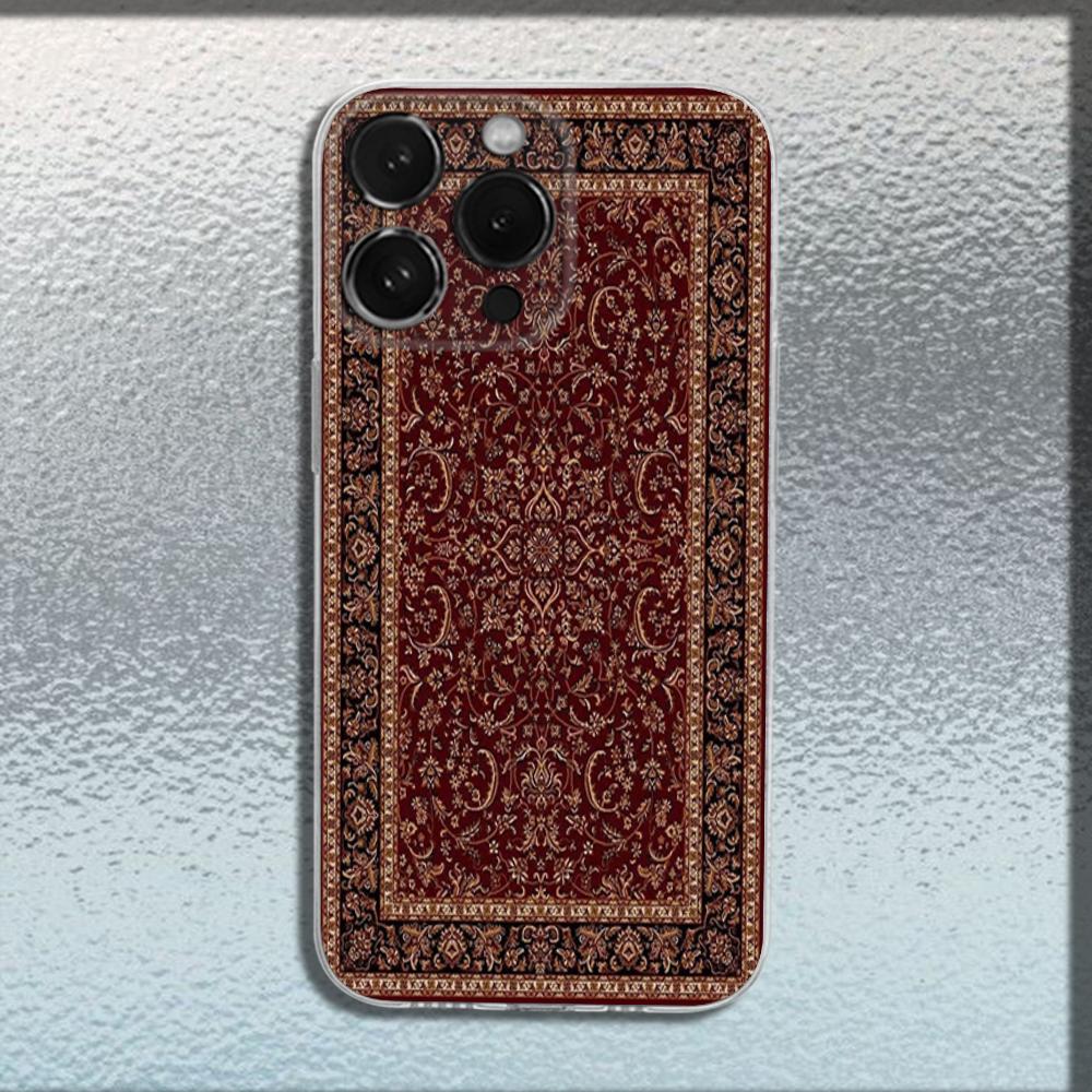 

Persian Carpet Floral Pattern Phone Case For iPhone 16,15,14,13,12,11 Plus,Pro,Max,XR,XS,X,Plus,SE,Mini Transparent Soft Cover iPhone12