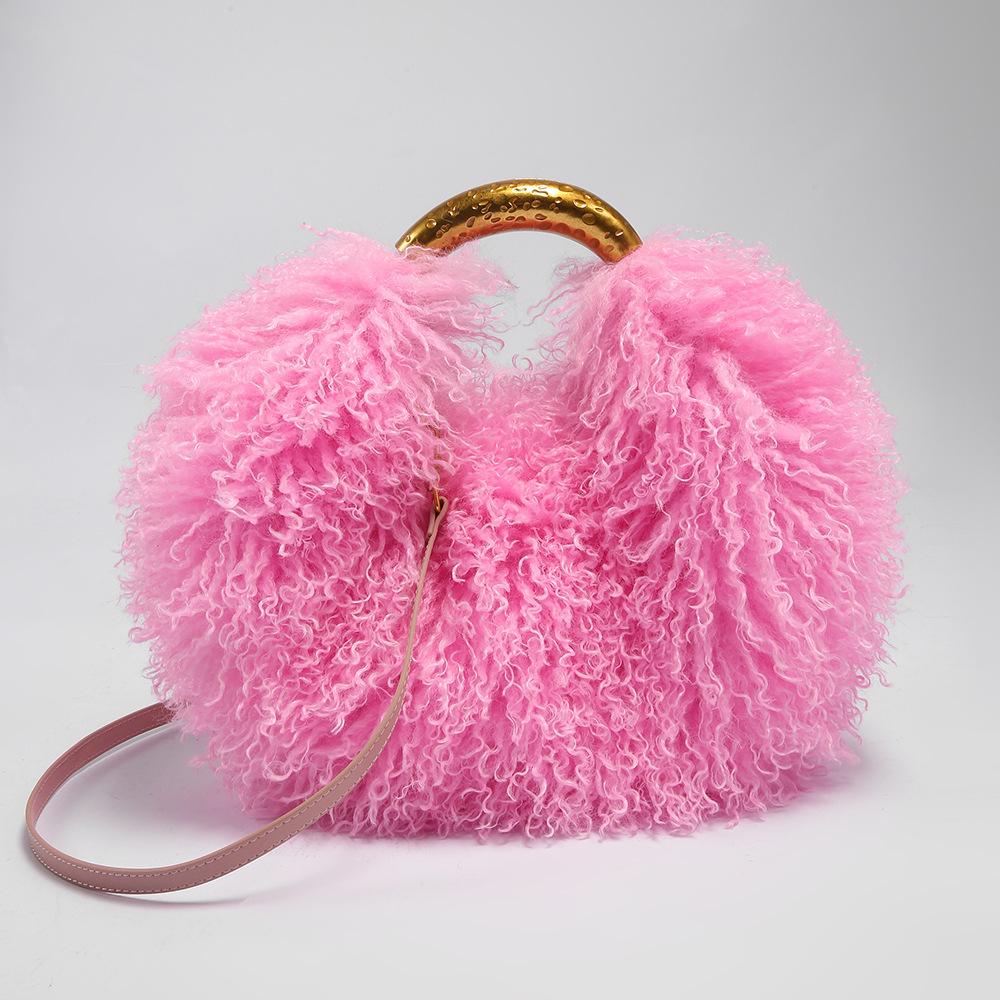 

Spice Girl Solid Color Plush Women s Shoulder Bags Exquisite Handle Female Handbag Casual Versatile Furry Ladies Messenger Bag