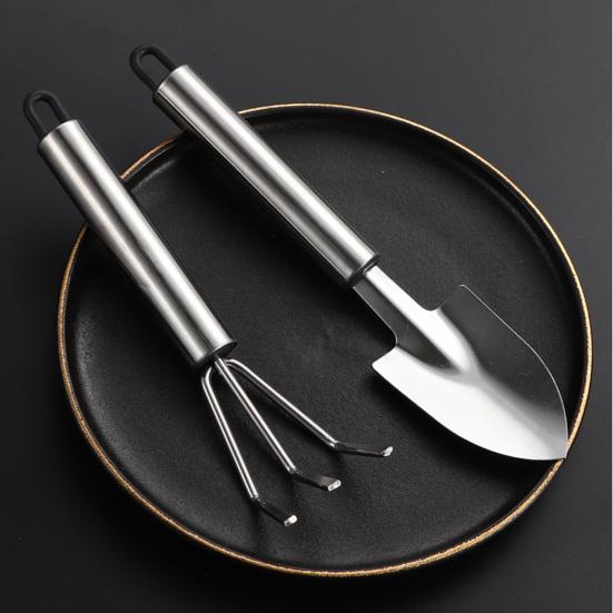 Stainless Steel Gardening Tool Small Garden Tool for Hand Rake Trowel Potted Plants Balcony Planting Transplanting