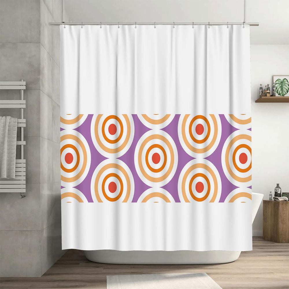 Colorful Circles Shower Curtain Set Waterproof Durable Fabric Bath Decoration for Home Bathroom Modern Decor in Purple, Orange W