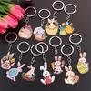 Personalized Easter Keychain: Carrot Rabbit, Colored Egg, and Little Chick Pendant for Women
