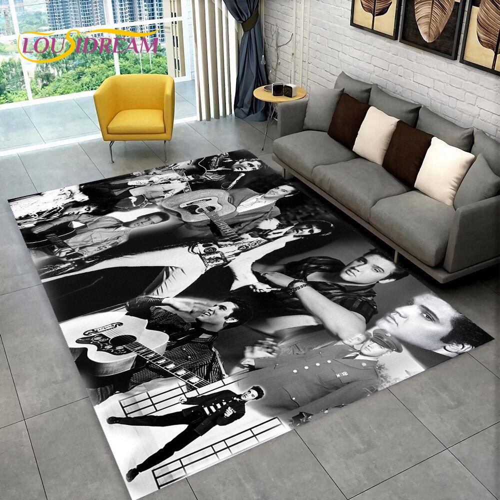 The King Elvis Presley Retro-Teppich, Teppich für Wohnzimmer, Schlafzimmer, Sofa, Fußmatte, Dekoration, Kinder spielen, rutschfeste Bodenmatte, 3D