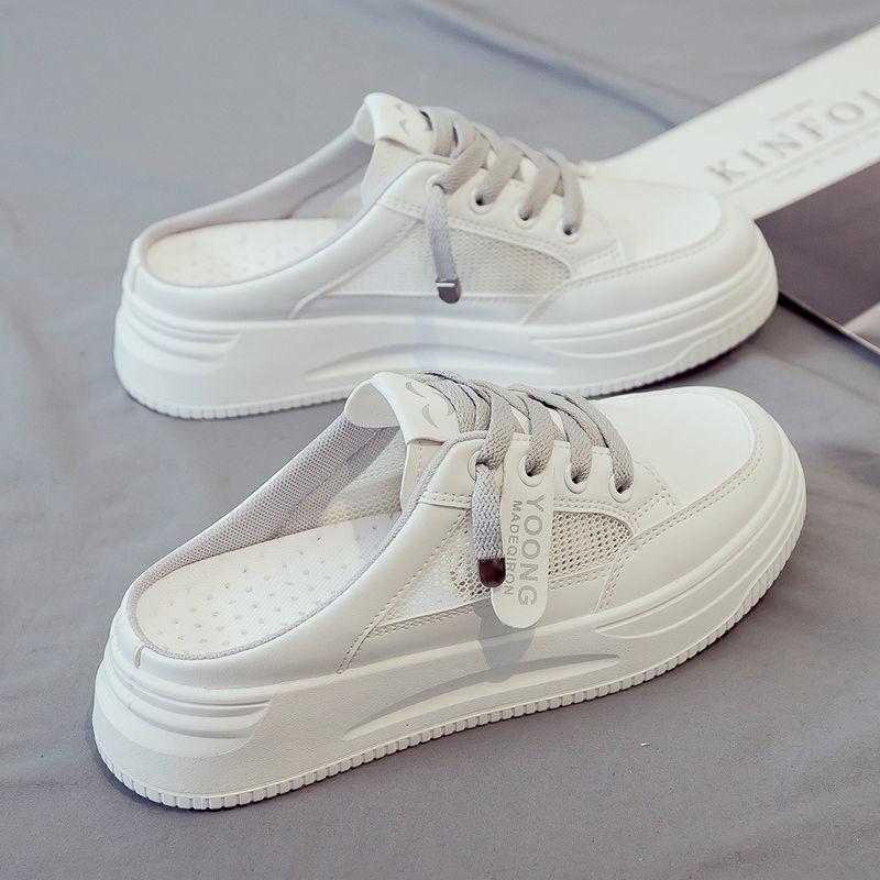 Women's Sneakers Mules Comfortable Slip On Flat Breathable Lightweight Platform Casual Open Back Mesh Walking Shoes Sneaker Outdoor Slippers for Women