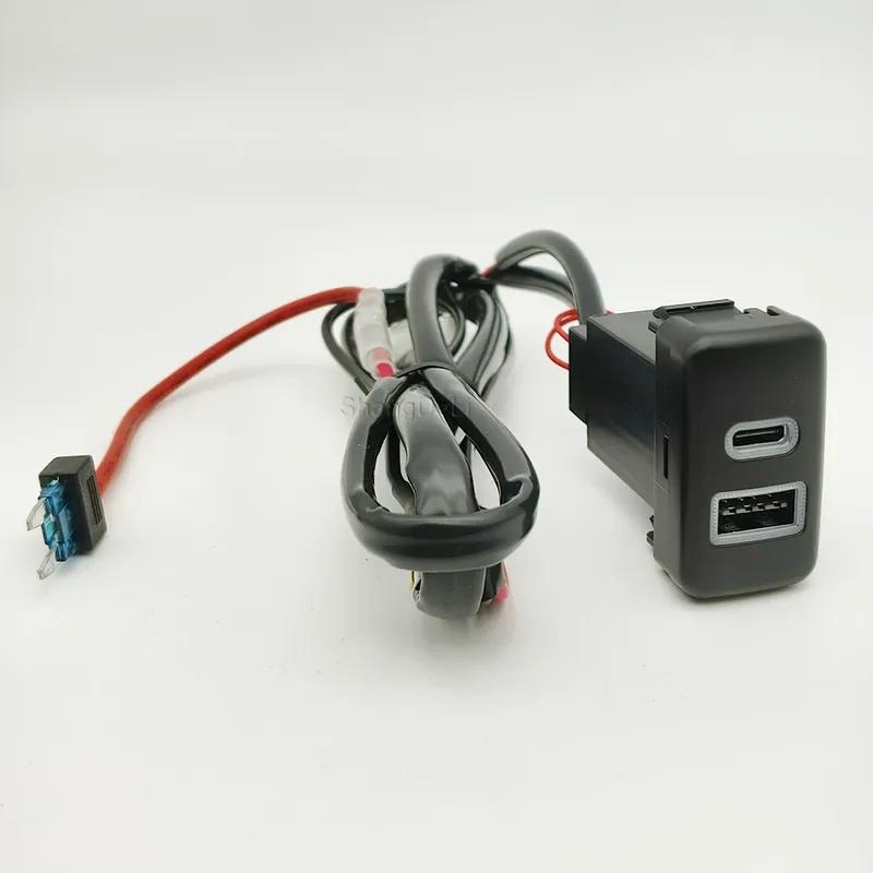 Car Charger Quick Charging Socket QC3.0 USB PD Phone Charge Adapter Socket for Toyota FJ Cruiser Prado LC120 Accessories