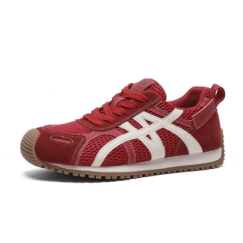 Retro Forrest Gump Shoes Women's Autumn 2025 New Leather Mesh Breathable Versatile Comfortable Color Matching Casual Sports Shoes