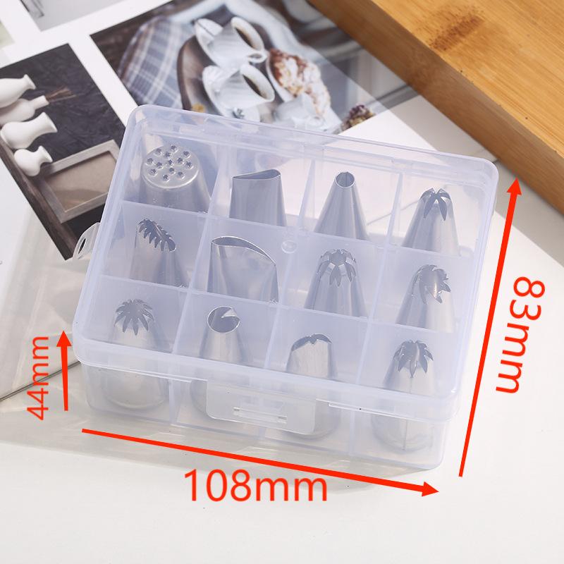 12Pcs Cake Decorating Tools Icing Cream Piping Nozzle Tips Confectionery Pastry Bags Stainless Steel Nozzles Tip Cake Decoration