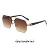 Metal Double Beam Square Sunglasses Men Half Frame Pilot Fashion Advanced Personality Stylish Eyewear
