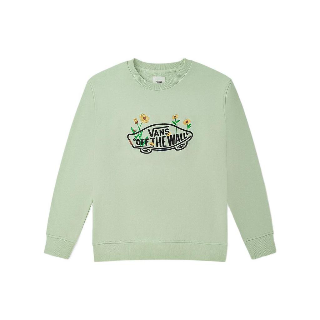 Vans Logo Daisy Embroidery Crew Neck Sweatshirt Women Tops Green VN0A7Q1JYSJ