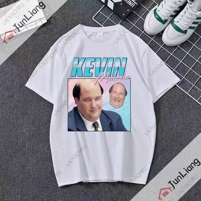 Kevin Malone Película de Oficina Camiseta de manga corta con cuello redondo holgada Top con estampado gráfico divertido Streetwear gótico