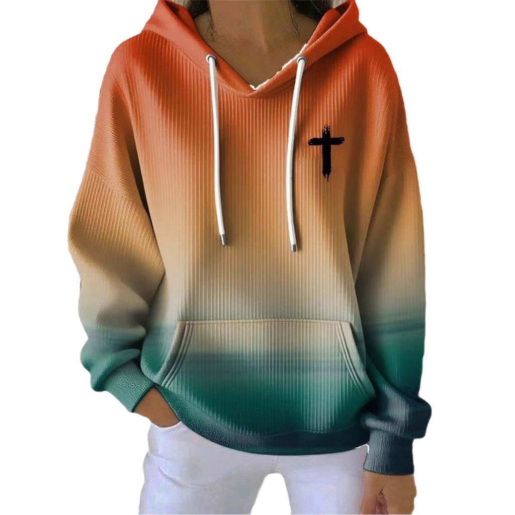 Women's Printed Hoodie Sweatshirt Long Sleeve Casual Top