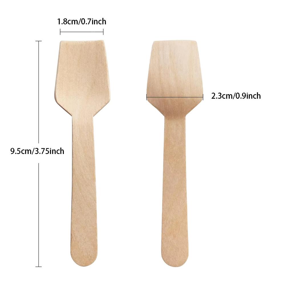 Disposable Wooden Spoon Mini Square Head Tasting Spoon Bulk Party Ice Cream Yogurt Wedding Dessert Small Tableware Honey Spoon
