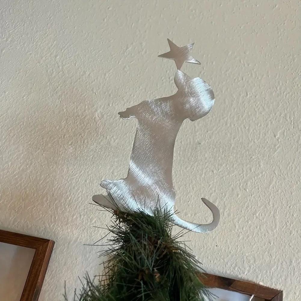 Christmas Tree Finial Featuring Sitting Dachshund Metal Ornament for Seasonal Holiday Decor Tree Top Accessory China Mainland