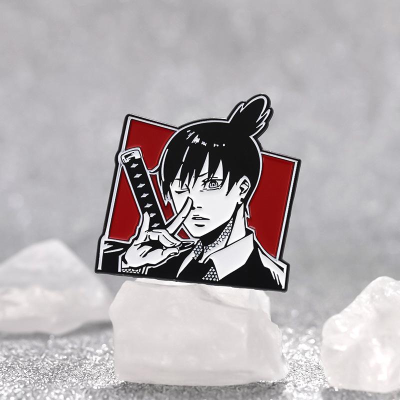 And Eyecatching Black White Cartoon Character Brooch Unique Anime Alloy Pin For Fashion Lovers