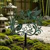 Rustic Copper Bird Statue Metal Garden Stake, Weather Resistant Iron Yard Art Ornament, Figurine Retro Patina Finish Sign for Outdoor Lawn Decor