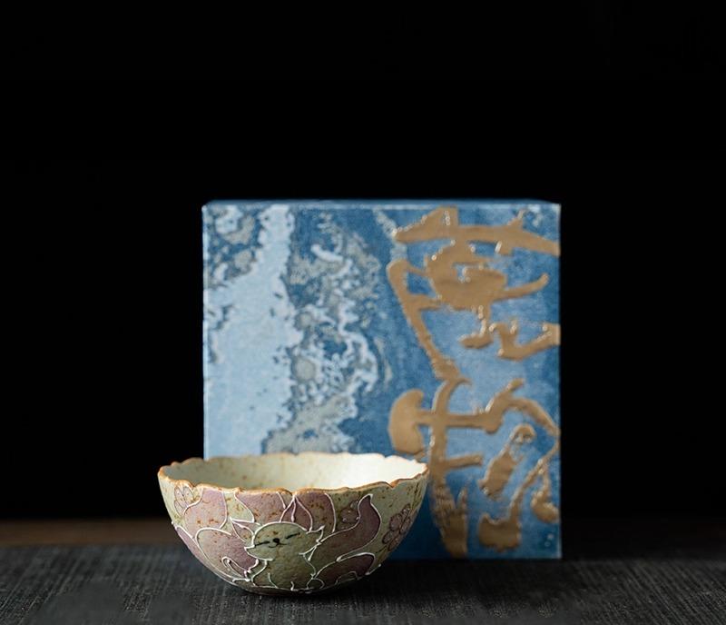 Ceramic teacup master cup  pure hand-painted nine-tailed fairy fox flower sequence cup with coaster Chinese tea set
