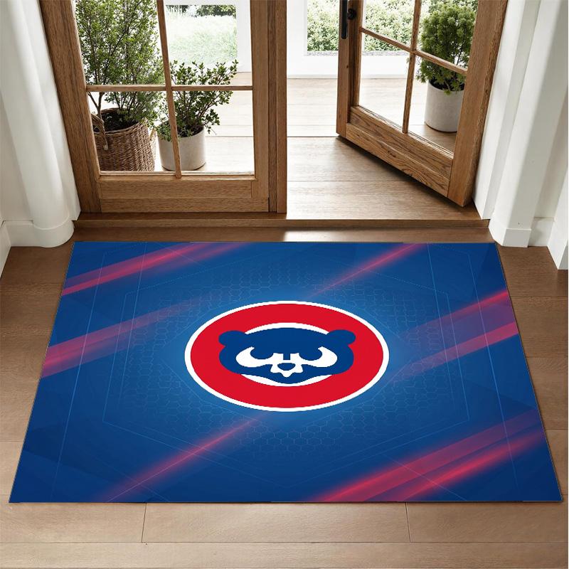 Chicago Cubs Design Crystal Velvet Rug Soft Decorative Mat for Bedroom Entrance