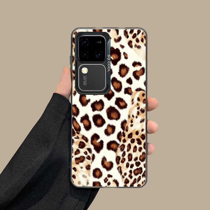 

For Samsung Galaxy S24 S23 Ultra Plus FE S25 S22 Ultra Plus S21 FE Laser Phone Case Fashion Brown Leopard Shockproof Back Cover Samsung S23