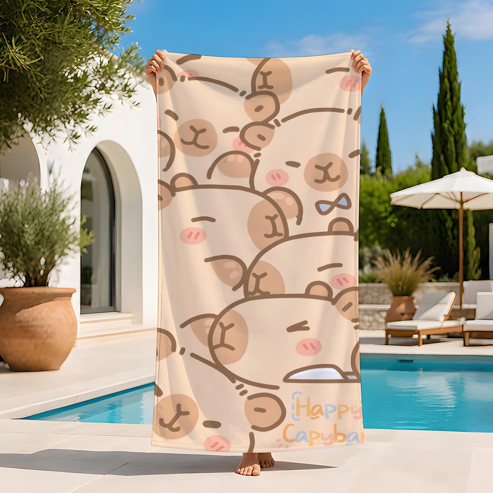 Animal c-capybara Towel Extra Large Beach Towel Quick Dry Sand Free Super Absorbent Lightweight