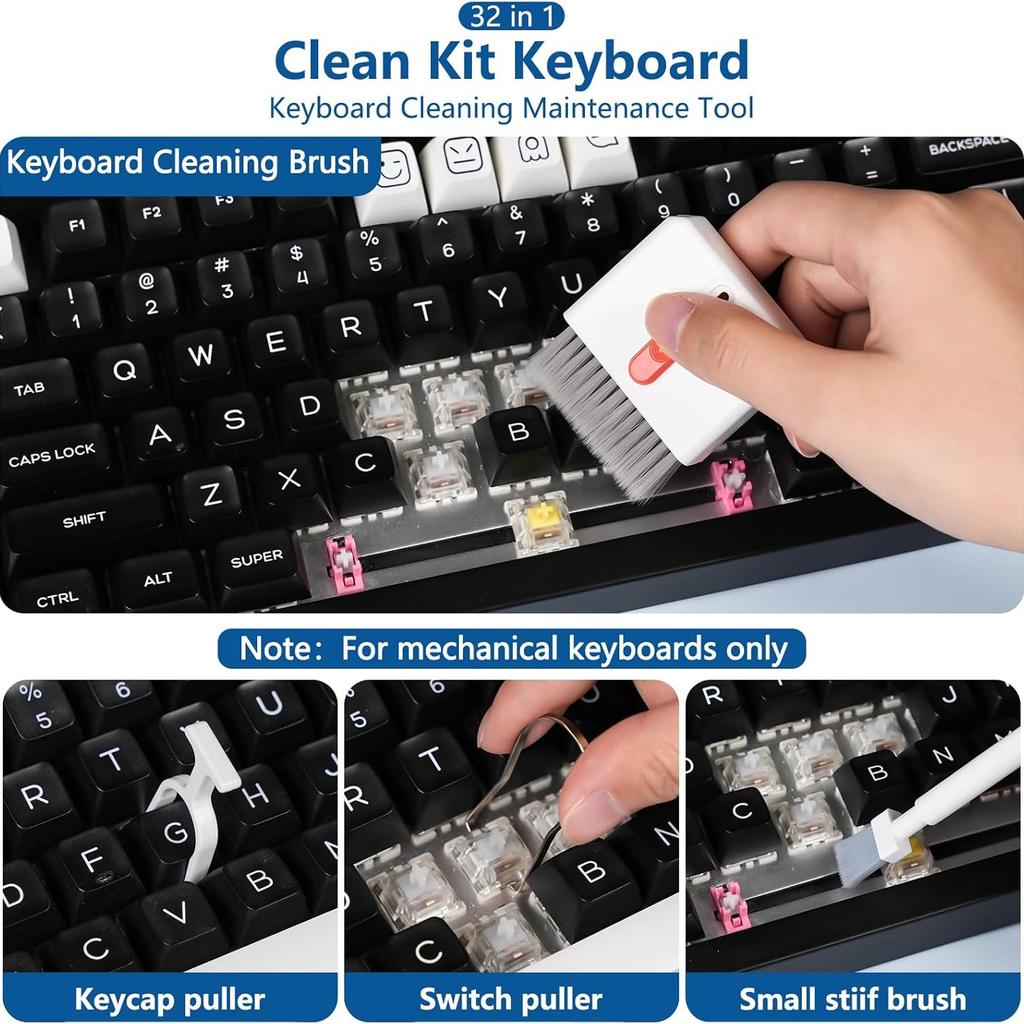 32-in-1 Handy-Reinigungsset mit Ladeanschlussreiniger, SIM-Werkzeug, Tastaturbürste, Lautsprecherbürste, Elektronisches Reinigungsset für iPhone, AirPods, Ohrhörer
