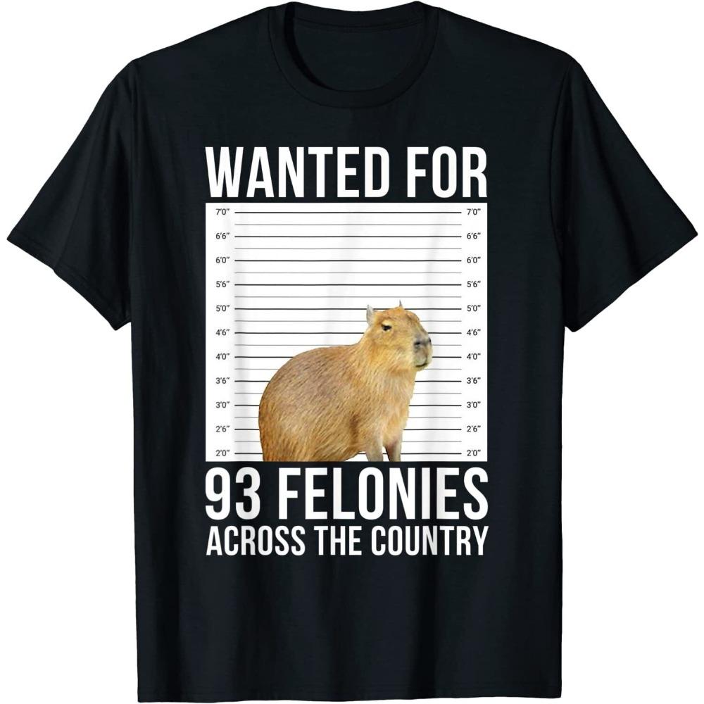 Wanted Capybara 93 Felonies Across Country T-shirt S