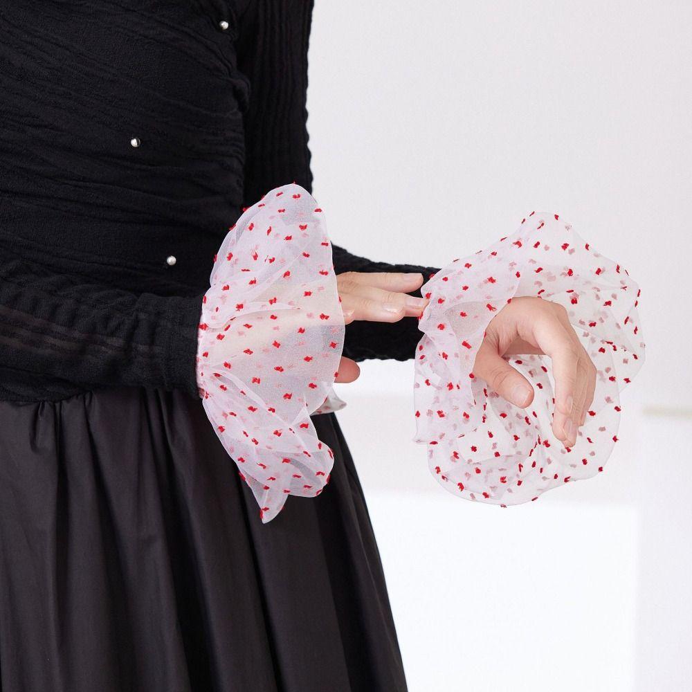 Flower Elastic Sleeve Cuffs Pleated Horn Cuffs Decoration Cute Lace Fake Cuffs Photo Prop