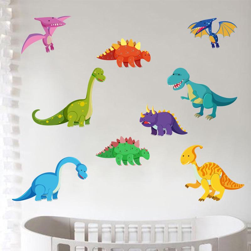 DIY Colorful Dinosaur Wall Stickers for Kids Removable Nursery Kindergarten Living Room Decor Cartoon Dino Decals Easy Peel & Stick