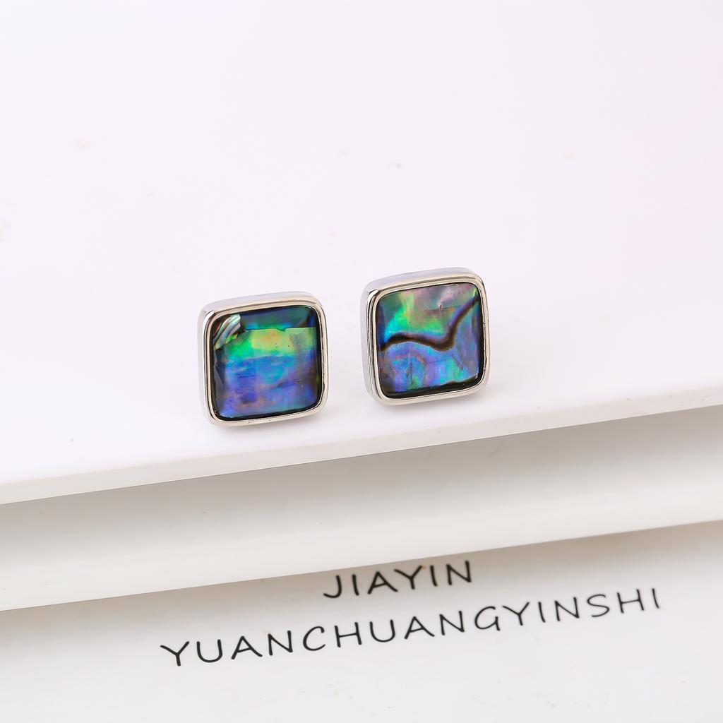 Natural Shell Square Round Butterfly Gold/Silver Stud Earrings Minimalist for Women Girls New Fashion Jewelry Daily Wear