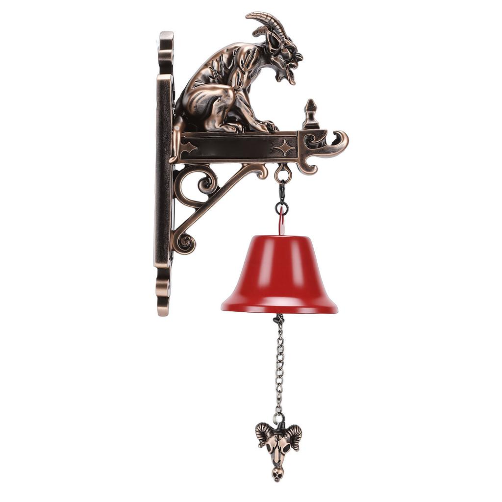 Vintage Xmas Devil Doorbell Resin Metal Decorative Wall Mounted Outdoor Devil Hanging Bell for Front Door Porch