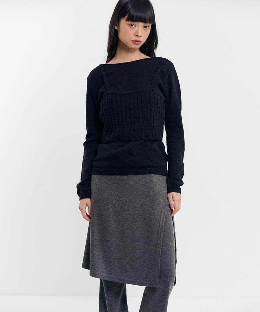 RAVEROUS Bustier Knit Set Black